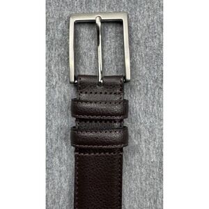 Brooks Brothers Brown Leather Belt Silver Buckle USA Size 34